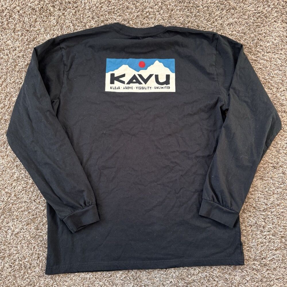 Kavu T-Shirt Mens Large Black Long Sleeve 100% Organic Cotton Hiking Outdoors